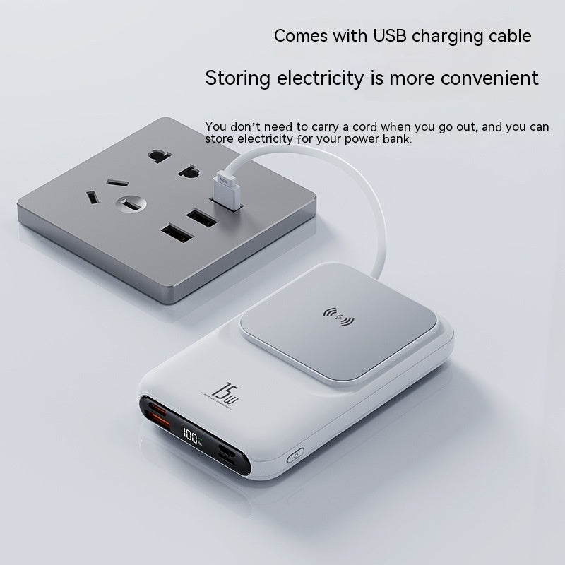 Magnetic Wireless Power Bank With Cable