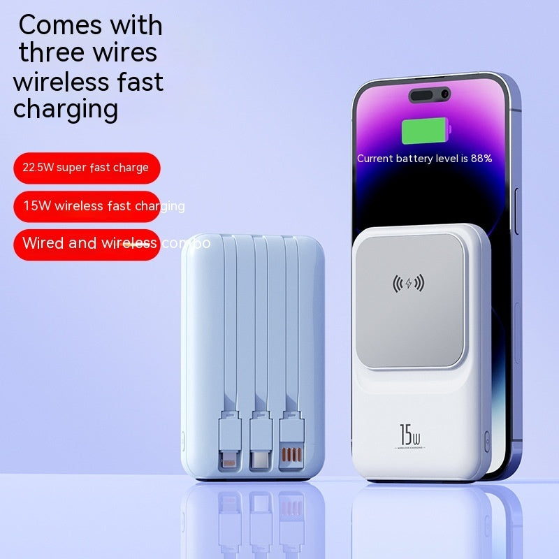 Magnetic Wireless Power Bank With Cable