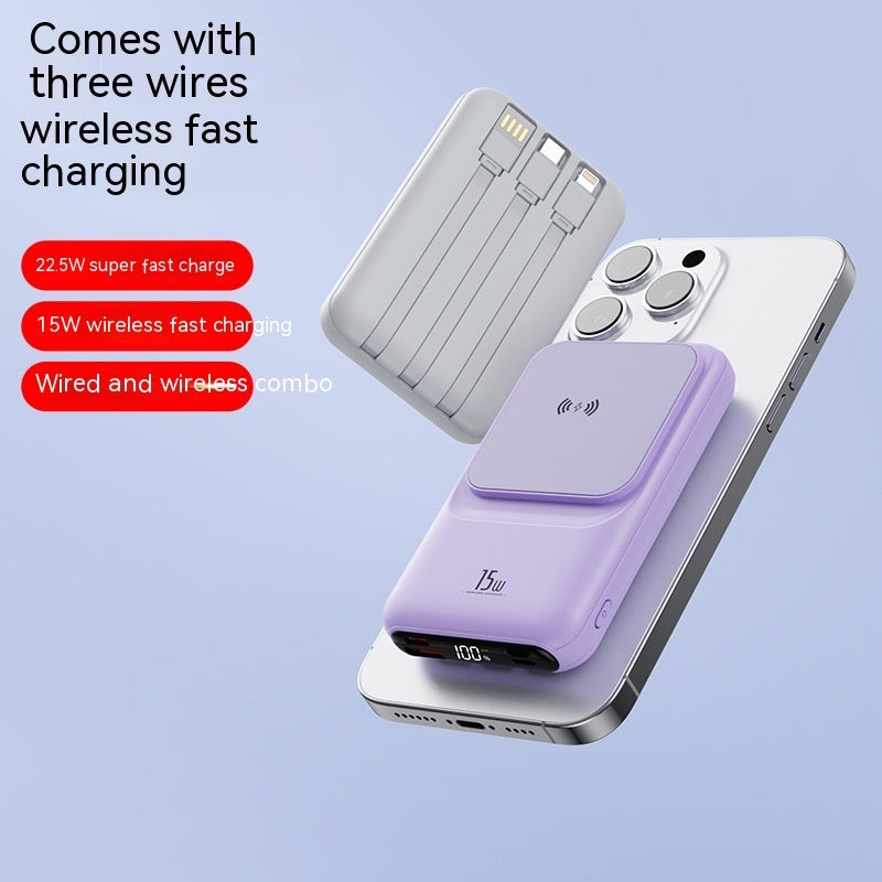 Magnetic Wireless Power Bank With Cable